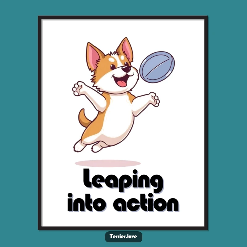 Funny Bouncy Terrier Digital Art: Dynamic Action Print, Instant Gift