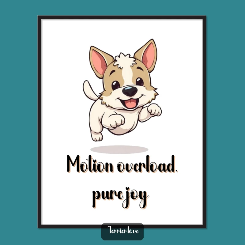 Funny Cheerful Running Terrier Digital Art - Enthusiastic Dog Printable Gift