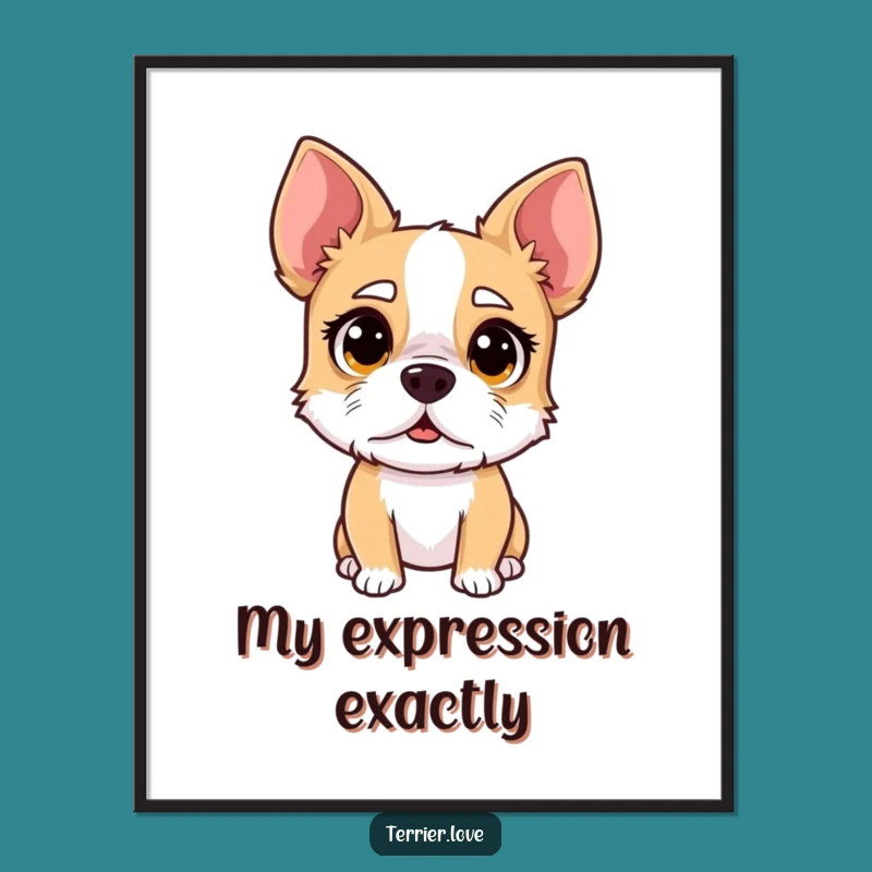 Funny Surprised Terrier Digital Art - Wide-Eyed Dog Printable, Reaction Gift