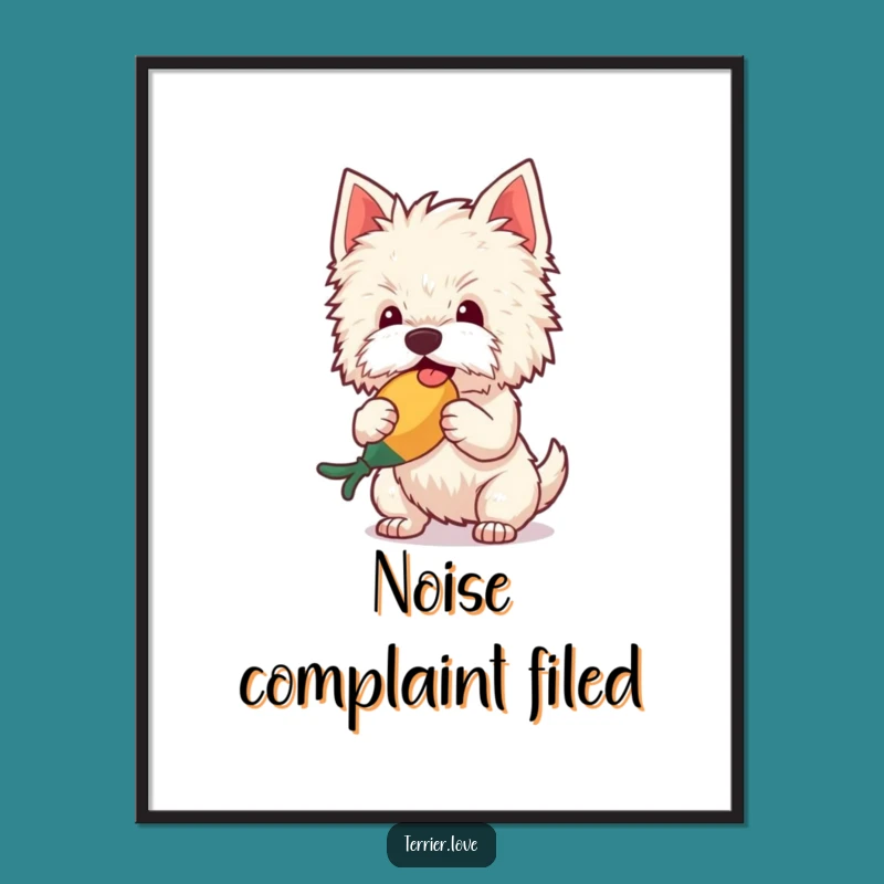 Funny Terrier Digital Art: Joyful Dog Shaking Squeaky Toy, Instant Funny Gift Download