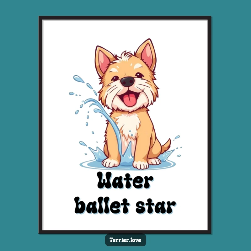 Funny Terrier Water Shake Digital Art Print - Instant Energetic Decor