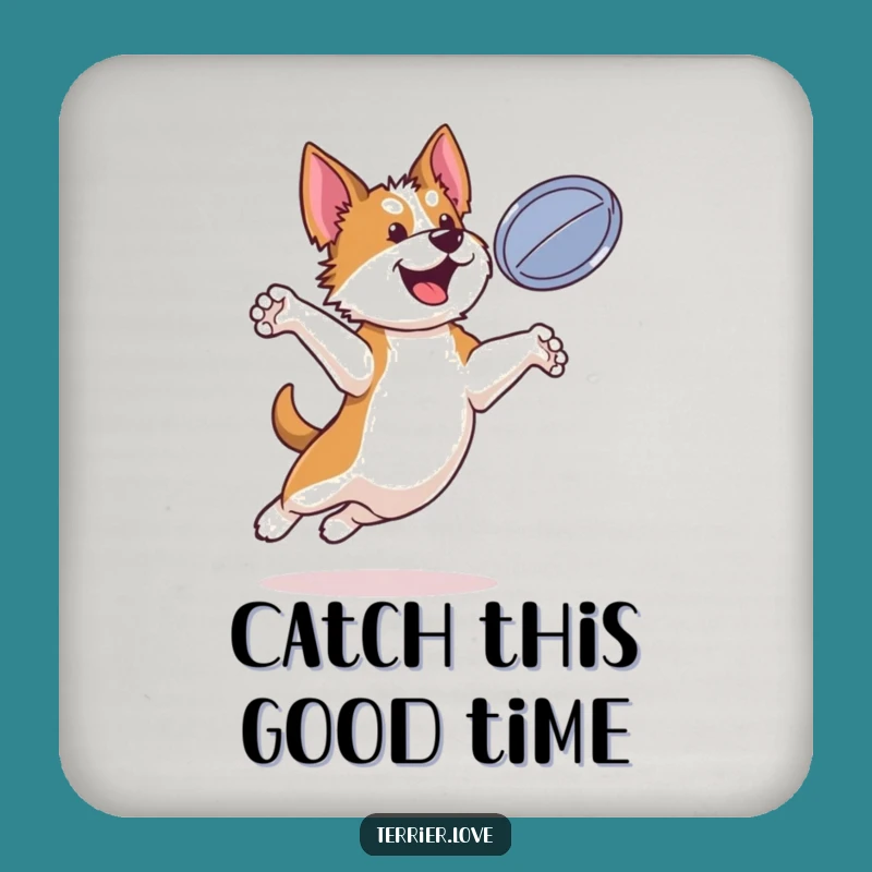 Funny Bouncy Terrier Coaster: Disc Dog Style, Protect Surfaces, Gift