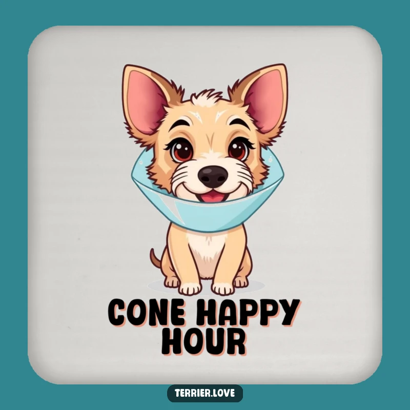 Funny Cone Terrier Coaster - Protect with Bewildered Dog Art, Quirky Pet Gift