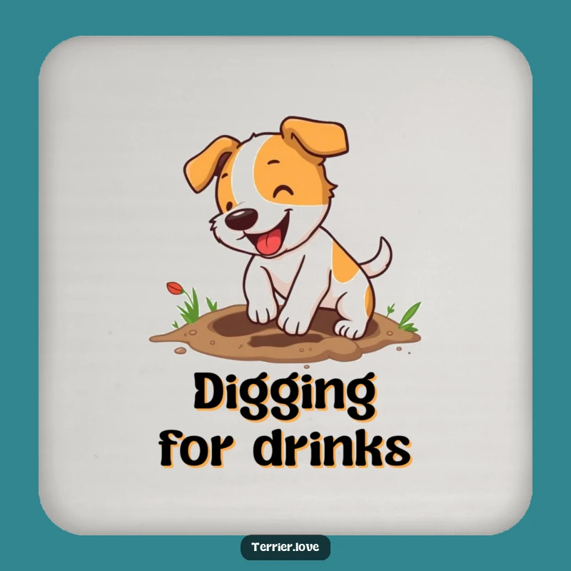 Funny Terrier Drink Coaster: Digging Dog, Energetic, Protect Furniture Gift