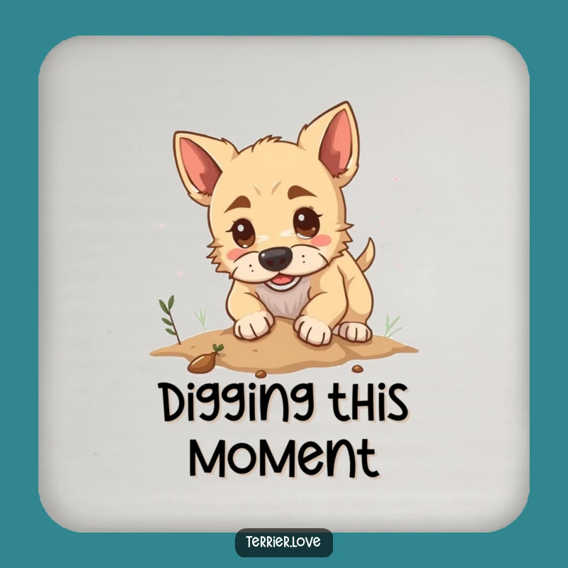Funny Terrier Digging Drink Coaster: Protect Surfaces with Canine Humor