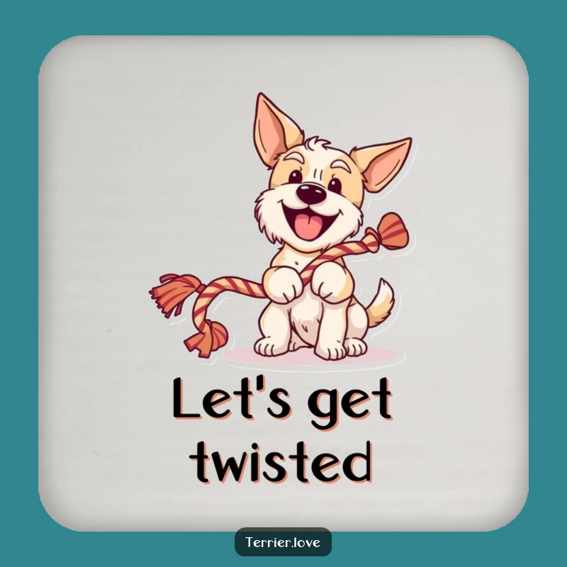 Funny Cheerful Terrier Wagging Tail Coasters: Protect Surfaces