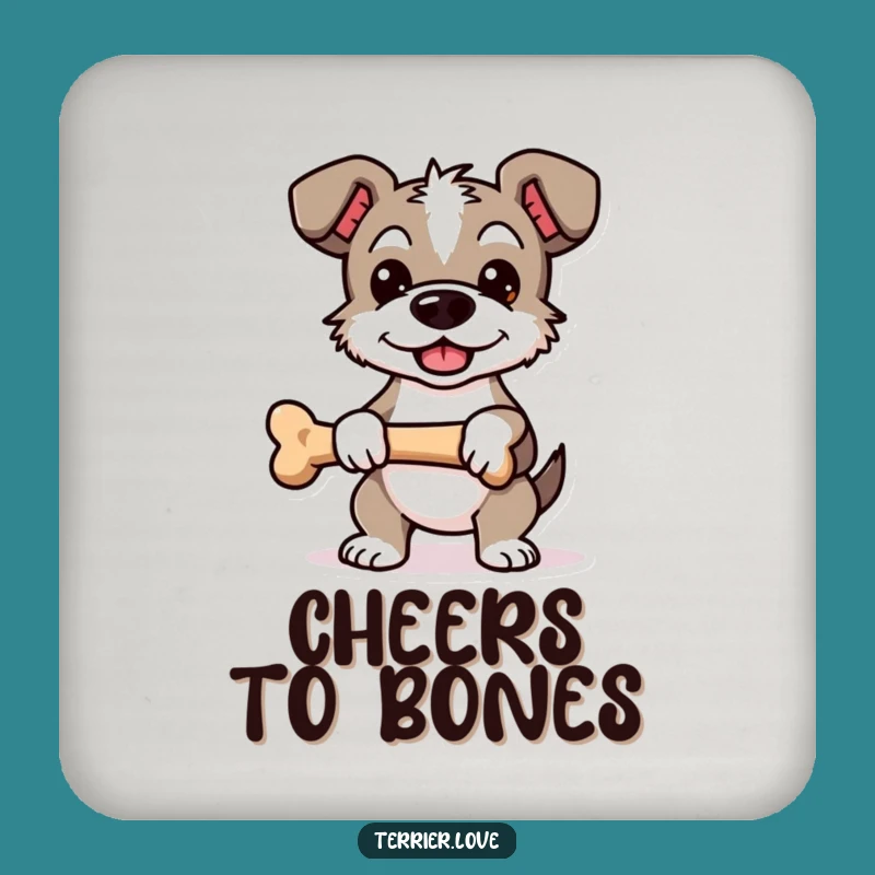 Funny Proud Terrier Coaster - Bone Holding Dog Art for Tables