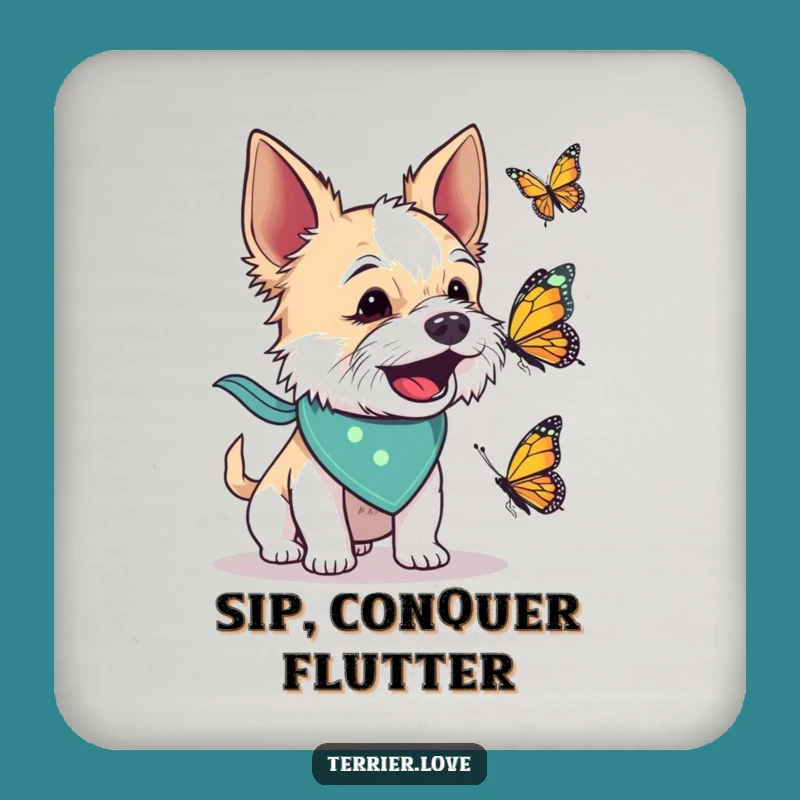 Funny Terrier Coaster: Bandana Butterfly Barker Protector, Hilarious Gift