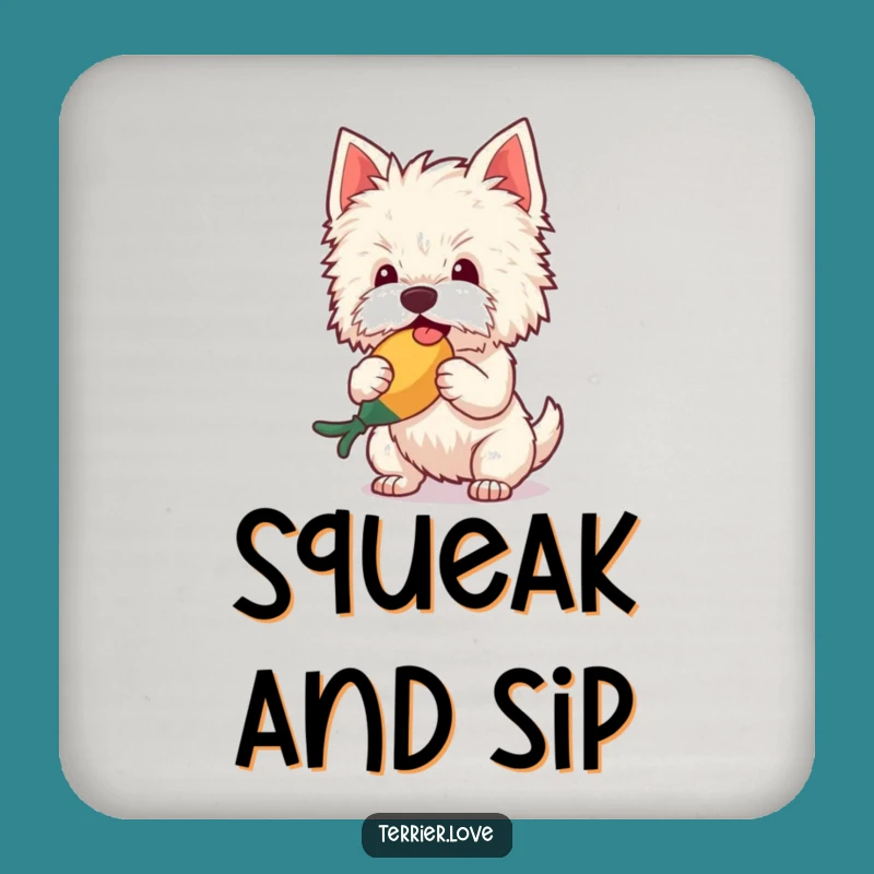 Funny Terrier Coaster Set: Protect Surfaces with Dog Shaking Squeaky Toy, Cute Funny Gift