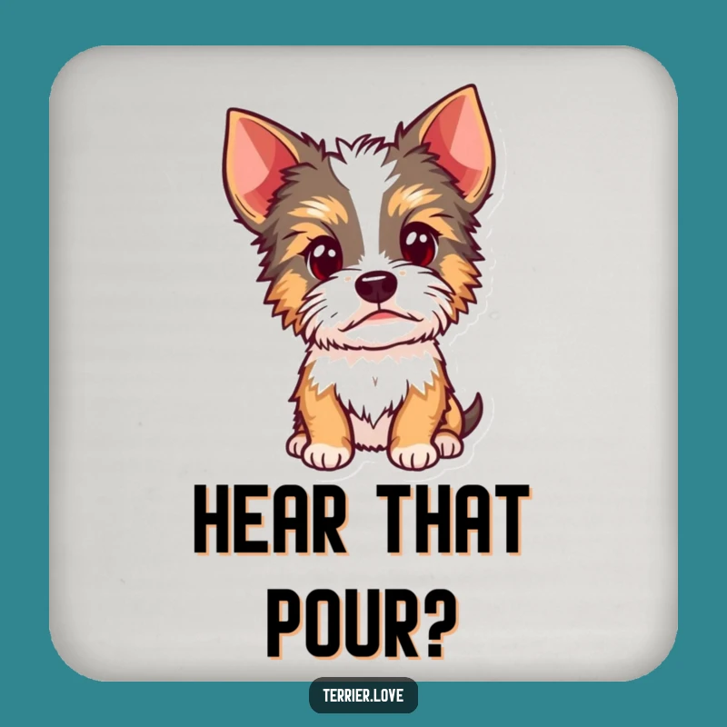 Funny Terrier Curious Head Cocked Coaster: Alert Ears Drink Protector