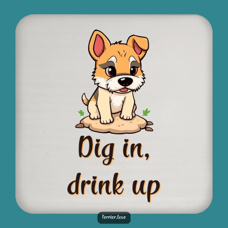 Funny Terrier Digging Coaster Set: Hilarious Dog Protection for Tables