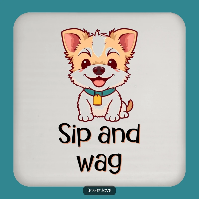 Funny Terrier Smile Coaster: Cute Dog Collar Tag Protector, Charming Humorous Gift!