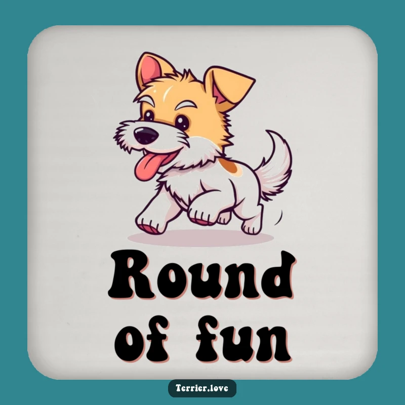 Funny Terrier Tail Chasing Drink Coaster: Protect Surfaces with Playful Humor