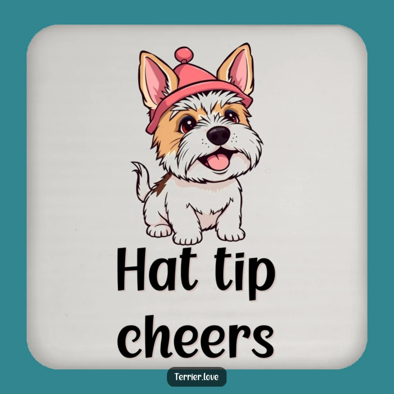 Funny Terrier Silly Hat Coaster Set - Cheerful Protection for Surfaces
