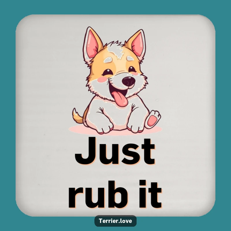 Funny Terrier Belly Rub Coasters: Protect Surfaces with Hilarious Dog Art