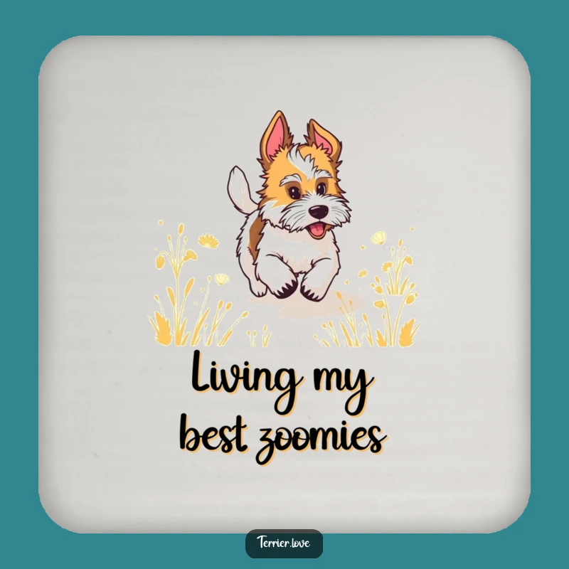 Funny Wagging Tail Terrier Coaster - Hilarious Dog Decor for Tables