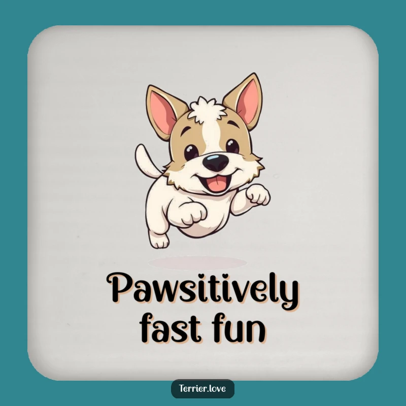 Funny Cheerful Running Terrier Coaster - Enthusiastic Dog Drink Protector Gift