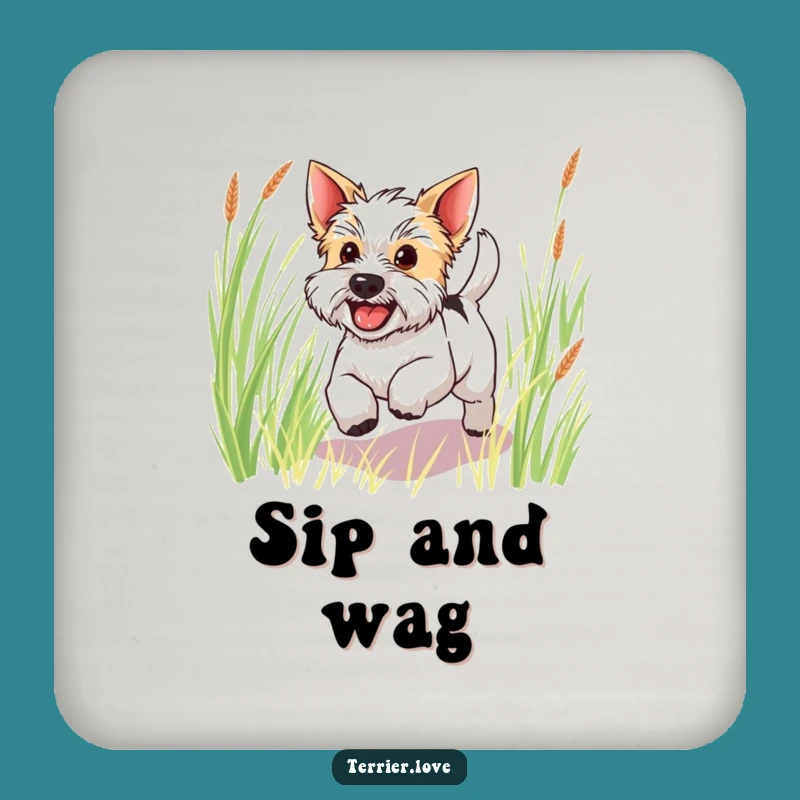 Funny Happy Terrier Coaster: Protect Surfaces with a Wag