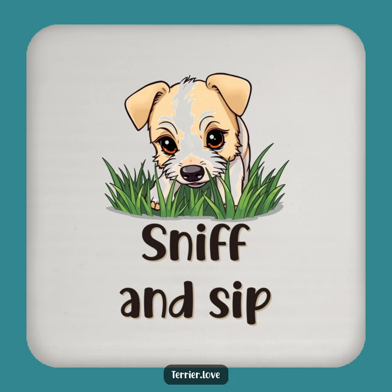 Funny Terrier Curious Sniffing Coaster Set - Investigative Protection for Surfaces