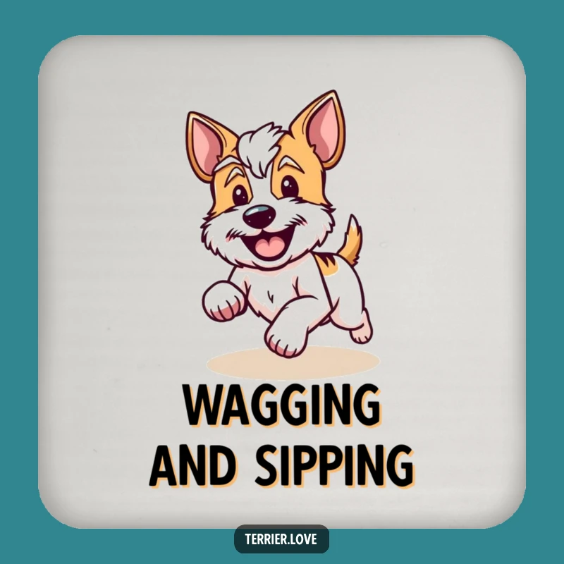 Funny Happy Runner Terrier Drink Coaster - Hilarious Protective Gift!