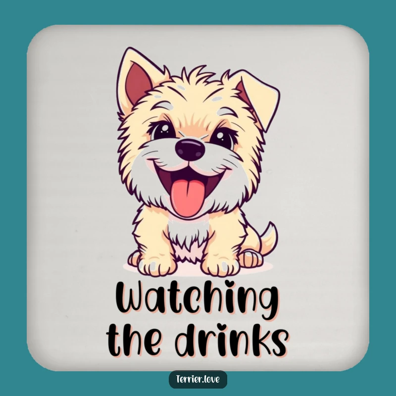 Funny Joyful Terrier Coasters: Focused Pup Protection, a Cute Funny Gift