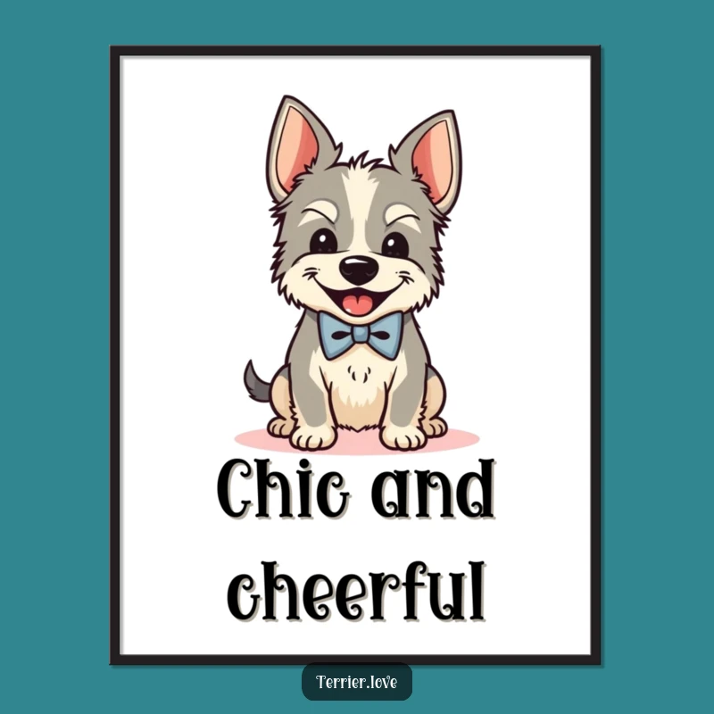 Funny Bow Tie Terrier Poster - Hilarious Dapper Dog Art