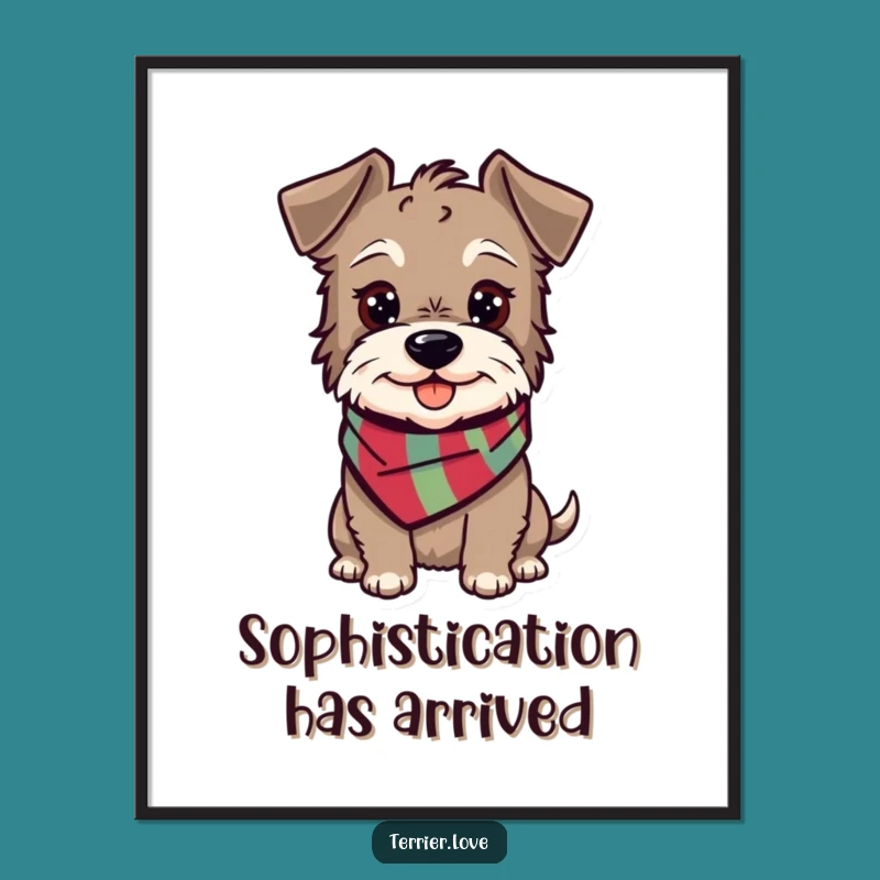 Funny Happy Terrier Poster: Cheerful Dog Wall Art, Great Gift