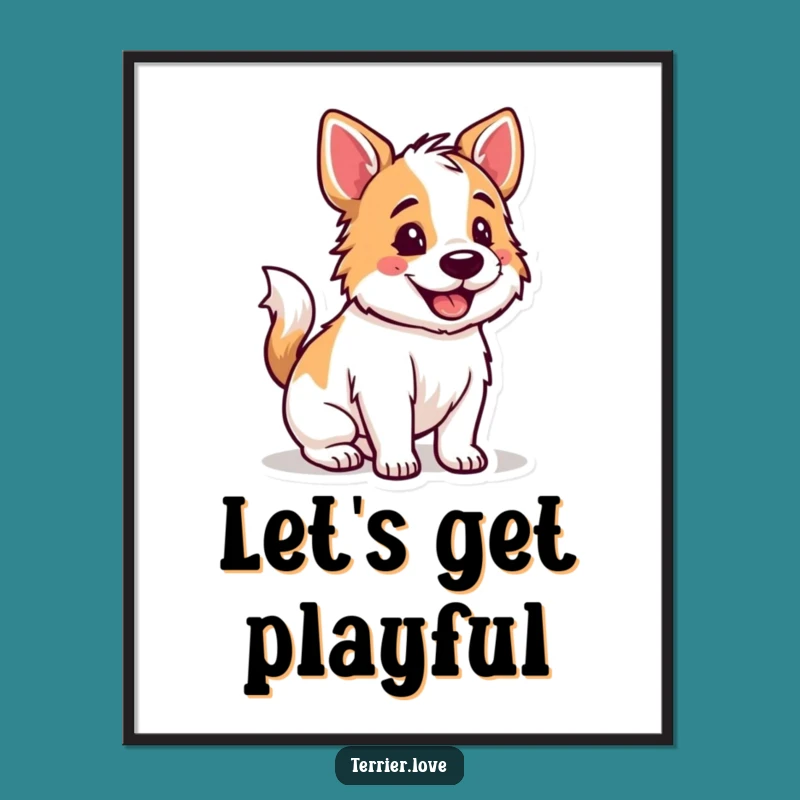 Funny Happy Terrier Poster: Game Time Pup Art, a Vibrant Funny Gift