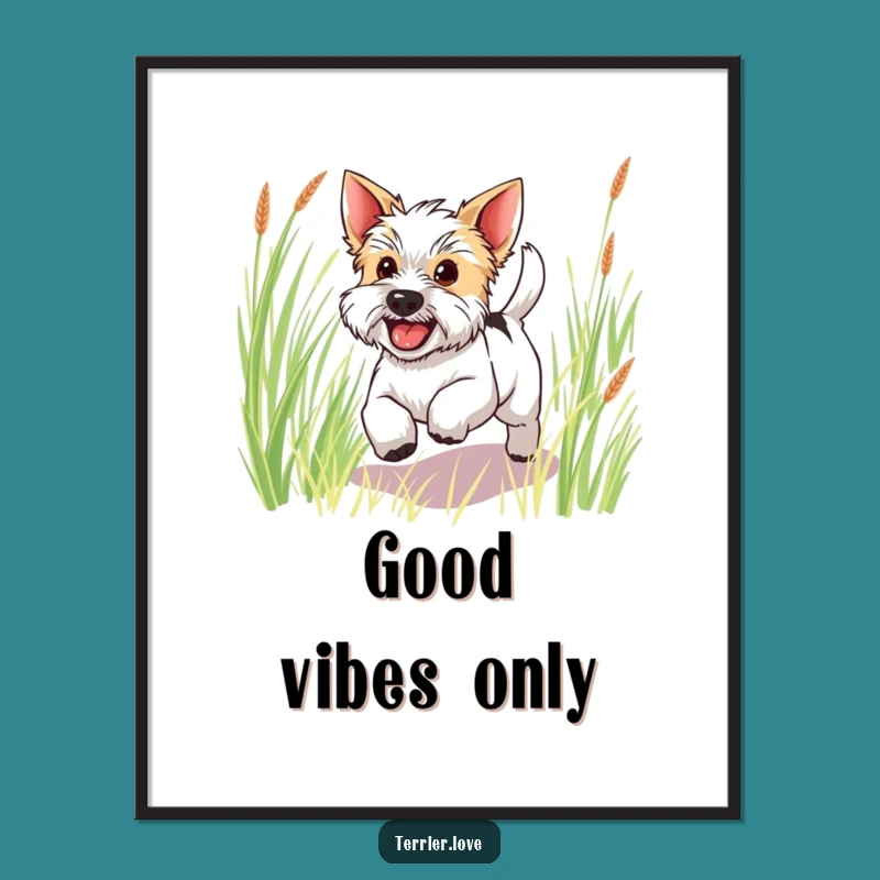 Funny Happy Terrier Poster: Joyful Dog Art for Your Space