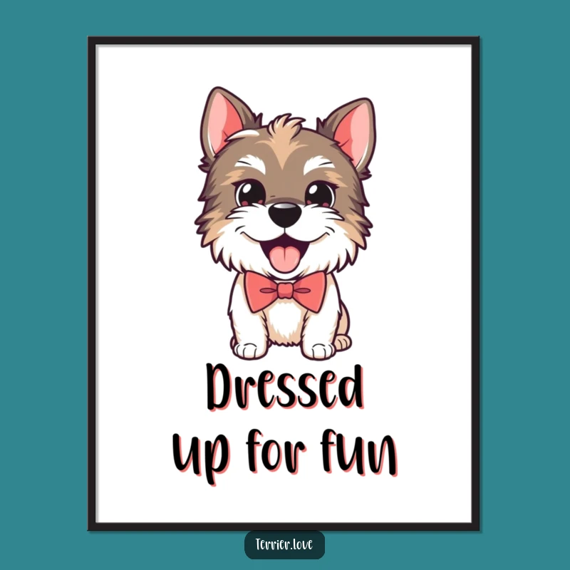 Funny Playful Terrier Bow Tie Poster - Dapper Wall Art Gift!