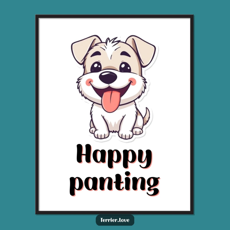 Funny Smiling Terrier Poster: Happy Panting Dog Wall Art