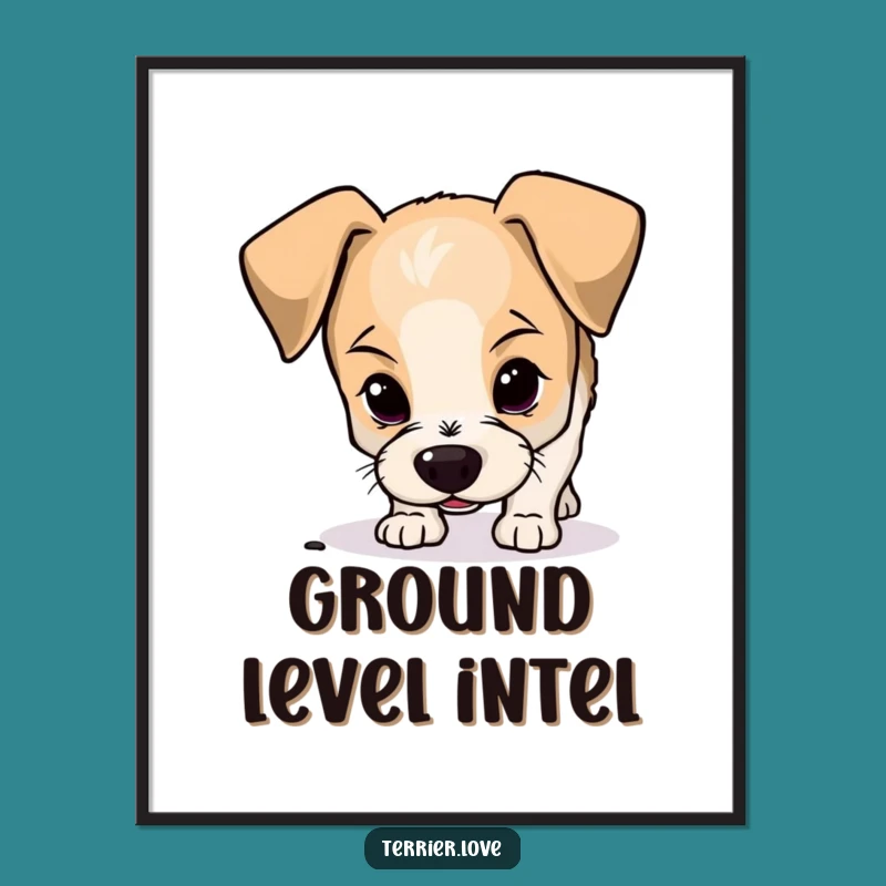 Funny Terrier Poster: Curious Sniffer, Floppy Ears, Wall Art for Dog Enthusiasts