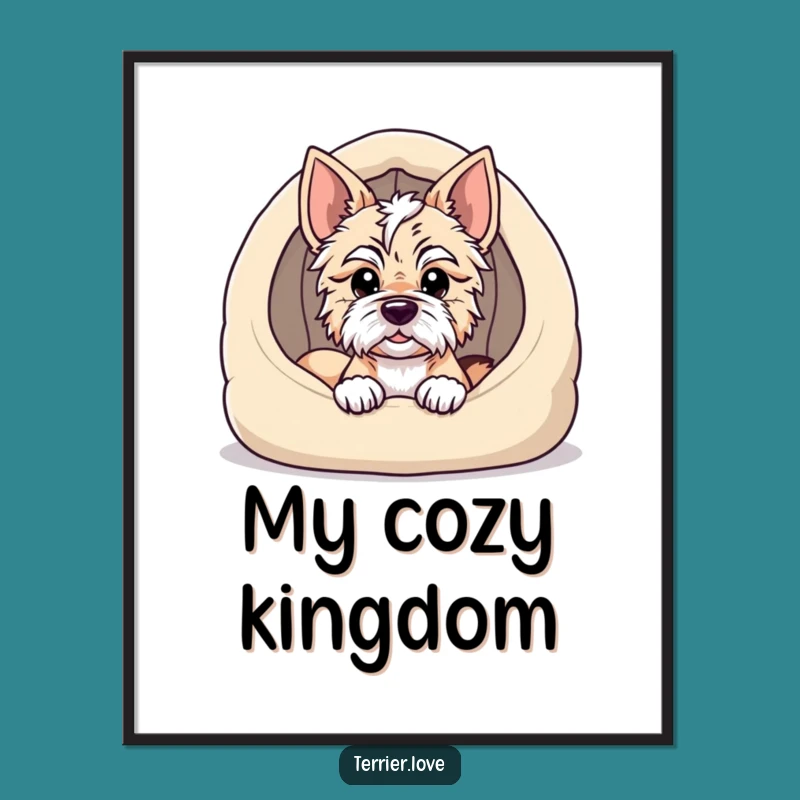 Funny Terrier Poster: Peeking from Cozy Bed for Cute Decor