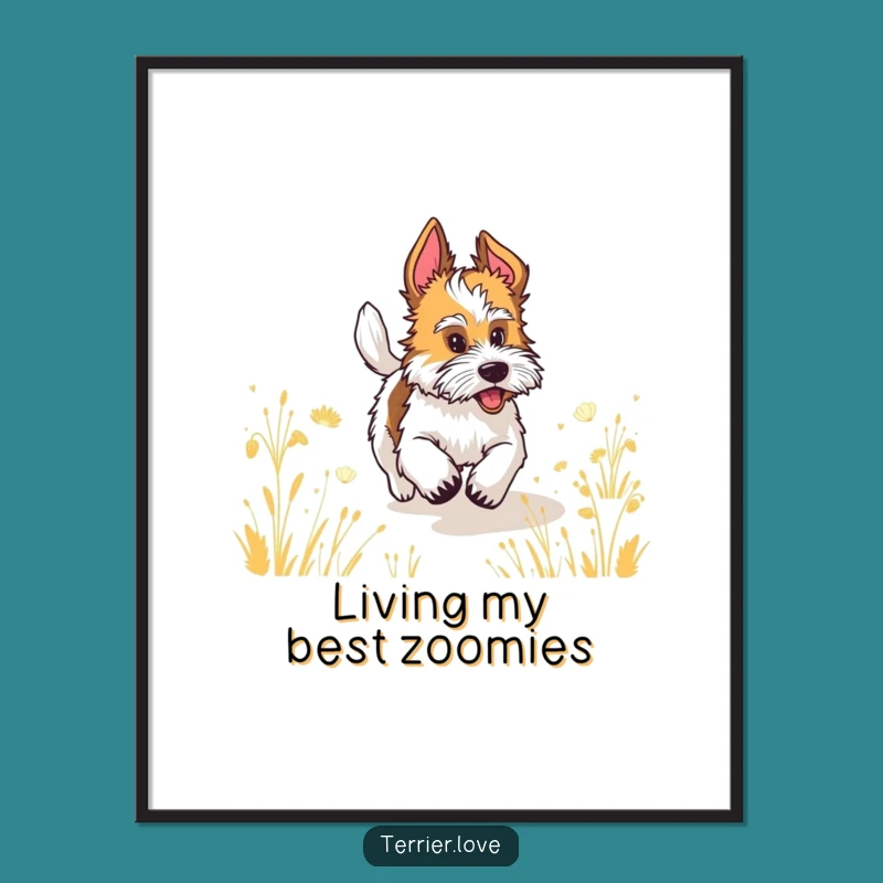 Funny Wagging Tail Terrier Poster - Hilarious Art for Dog Lovers