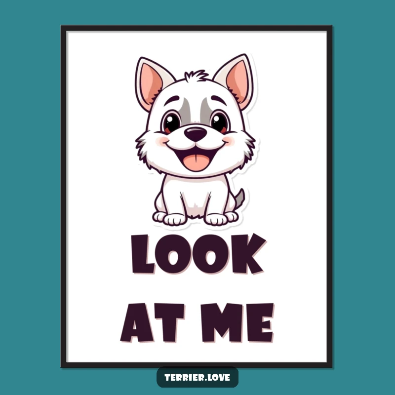 Funny Terrier Poster: Happy Panting Dog Art, Attention-Grabbing Gift