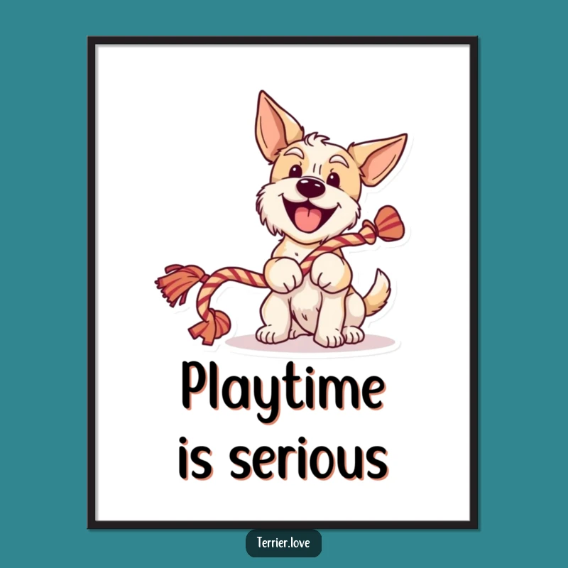 Funny Cheerful Terrier Wagging Tail Poster: Joyful Wall Art