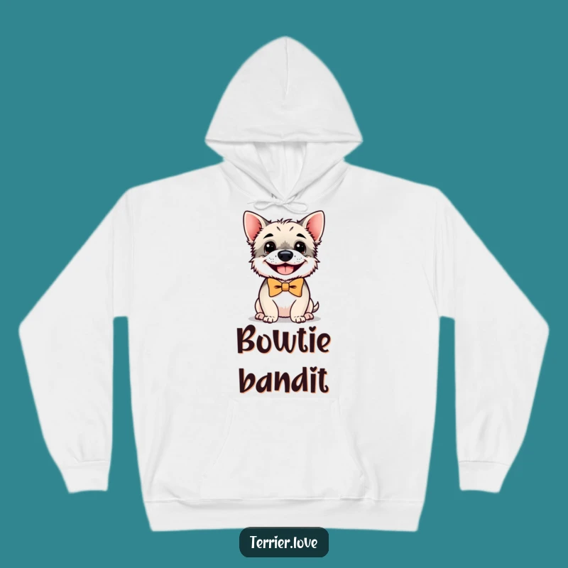 Cozy Funny Terrier Hoodie: Bowtie, Happy Grin, Warm Gift for Dog Fans