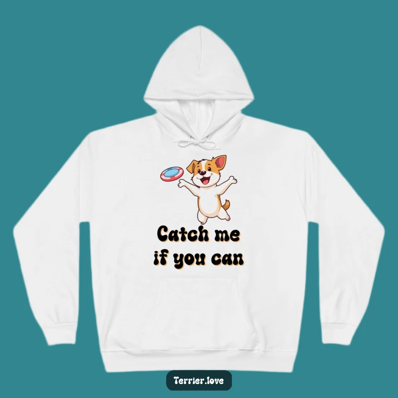 Cozy Funny Terrier Disc Chase Hoodie: Warm & Hilarious Dog Lover Gear