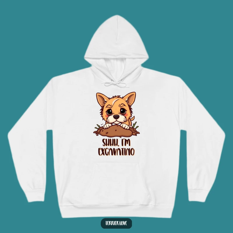 Funny Terrier Digging Hoodie: Cozy & Determined Dog Apparel