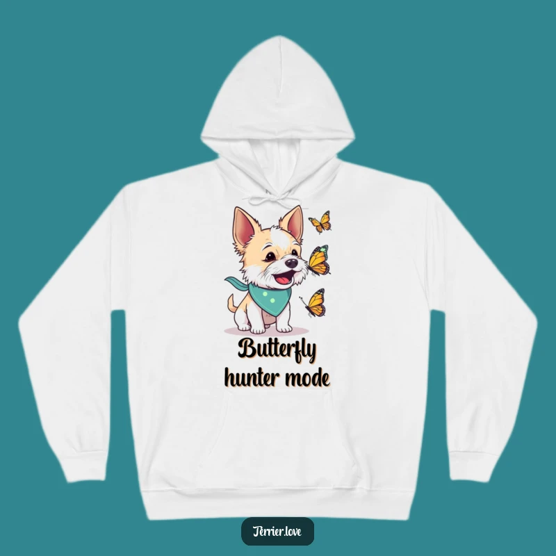 Funny Terrier Hoodie: Cozy Bandana Butterfly Barker Gift