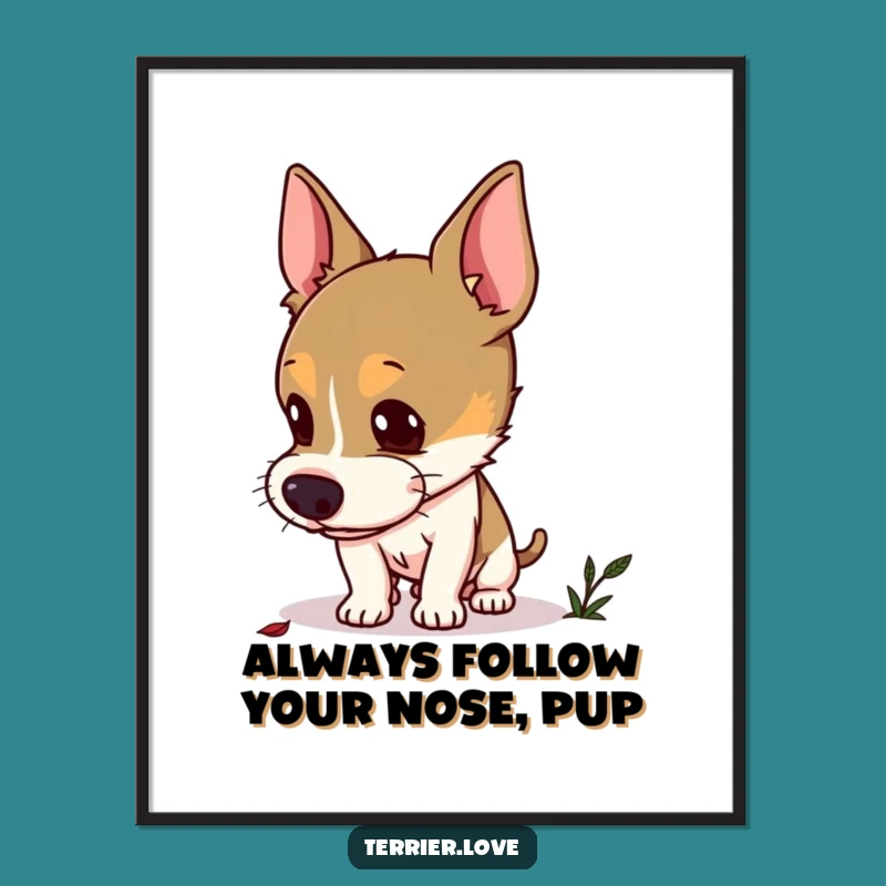 Free Printable Terrier Wall Art: Curious Dog Sniffing - Downloadable Decor