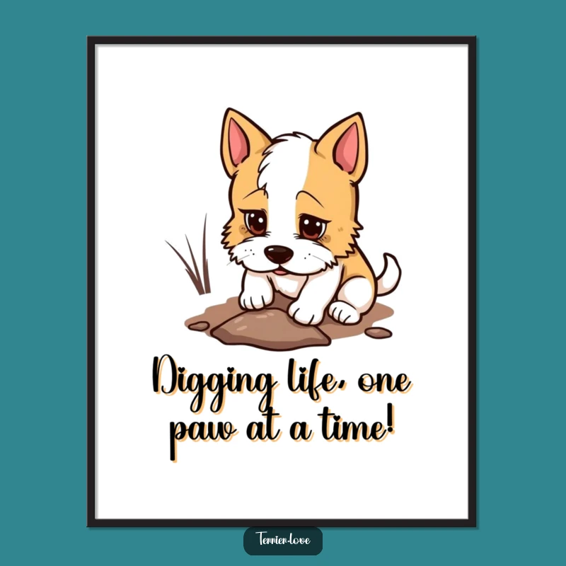 Free Printable Terrier Wall Art: Digging Dog Funny Decor Downloadable Gift