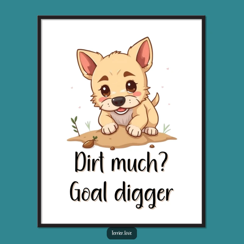 Free Printable Wall Art: Determined Terrier Digging - Funny Dog Decor Downloadable