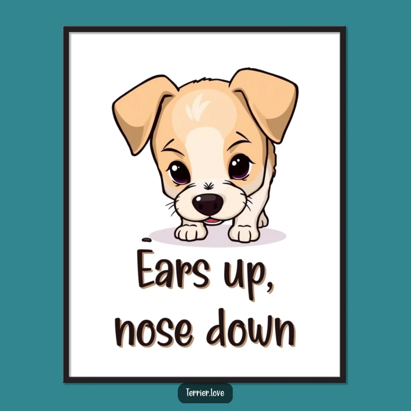Free Printable Terrier Wall Art: Curious Dog, Floppy Ears, Funny Downloadable Home Decor
