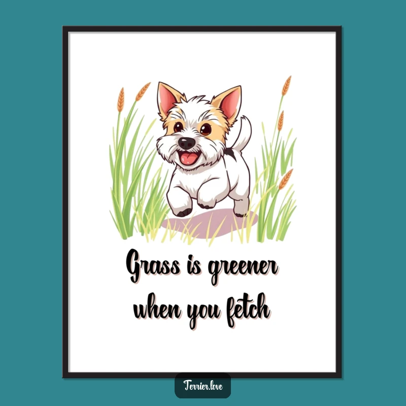 Free Printable Terrier Wall Art: Happy Dog Bounding - Downloadable Decor