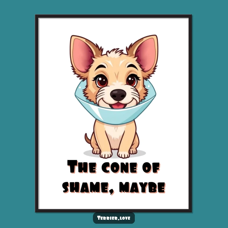 Free Printable Wall Art: Cone Terrier's Happy Goofball - Funny Dog Decor
