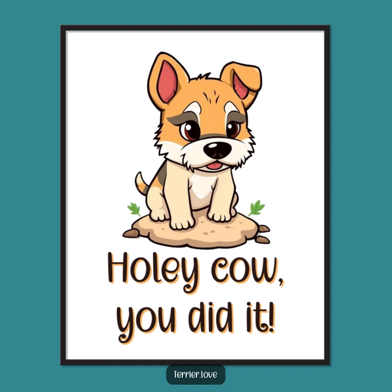 Free Printable Wall Art: Determined Terrier Digging - Downloadable Quirky Dog Art!