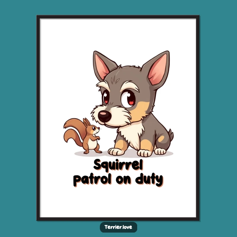 Free Printable Wall Art: Focused Terrier Squirrel Watching, Funny Dog Decor Download