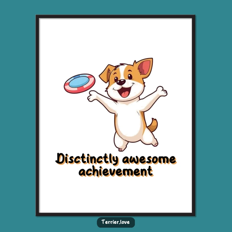 Free Printable Wall Art: Funny Terrier Disc Catch - Downloadable Dog Art for Your Home!