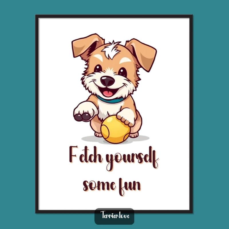 Free Printable Wall Art: Funny Terrier Dog Ball Catcher! Hilarious Downloadable Home Decor